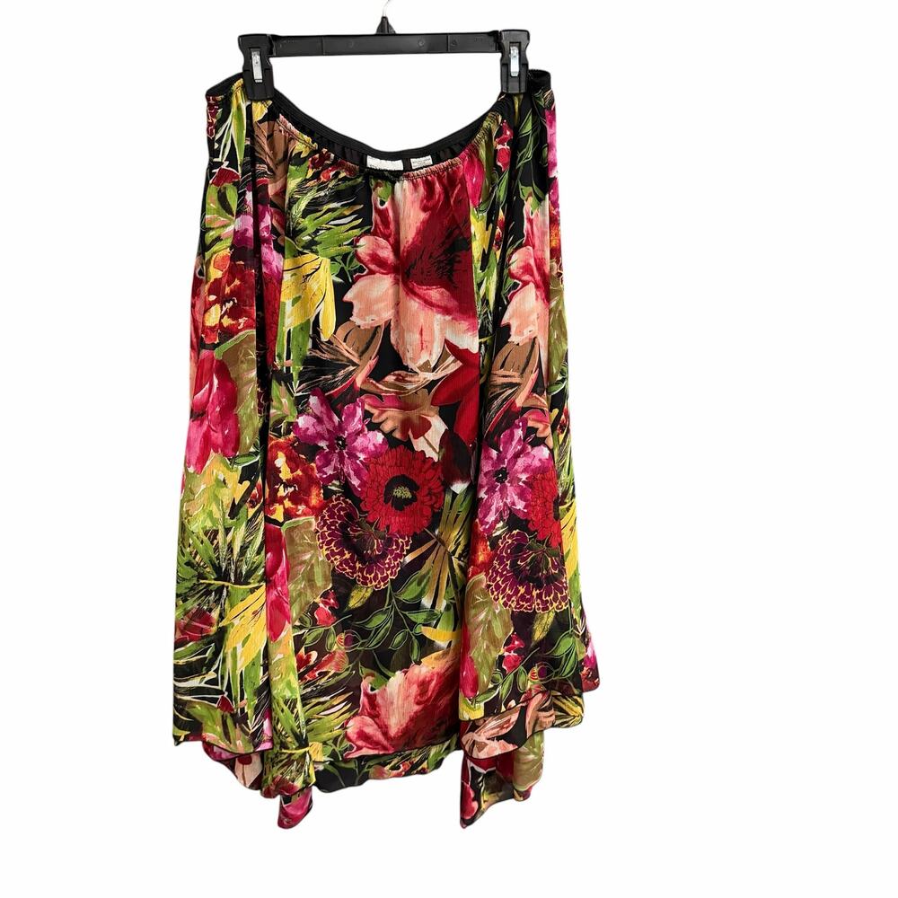 NWT Vintage Chico's Sardina Multi Floral Ainsley Asymmetric Skirt Womens Size 16